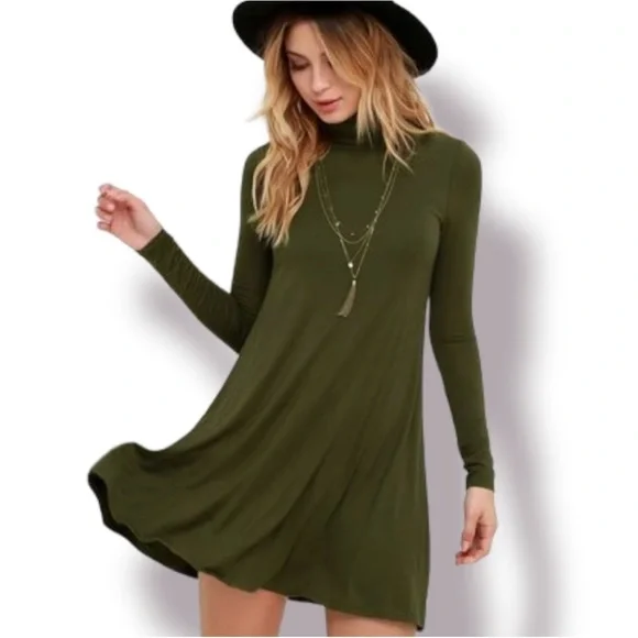 green emerald velvet dress Mittoshop Women's Longsleeve Bamboo V-Neck Dress Olive